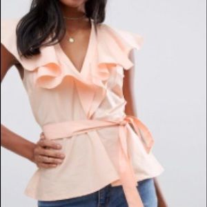 NWT blouse with ruffle front and tie